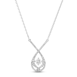 Love Entwined Diamond Necklace 1/4 ct tw Round-cut 10K White Gold 18&quot;