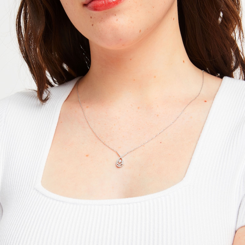Main Image 4 of Love Entwined Diamond Necklace 1/4 ct tw Round-cut 10K White Gold 18"
