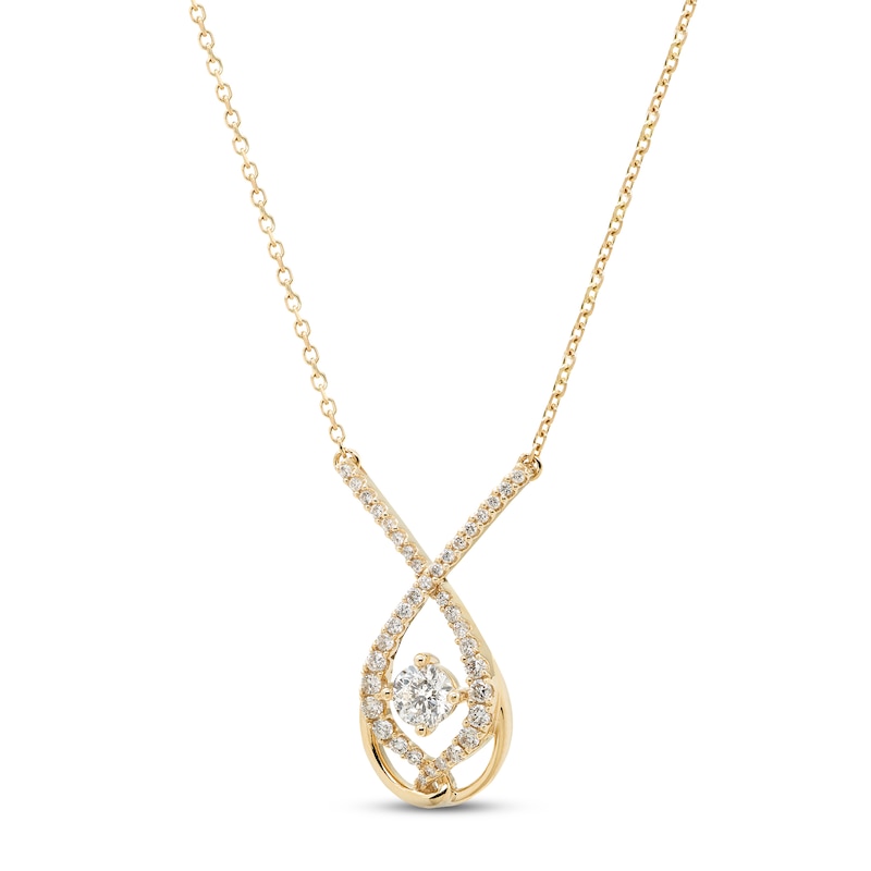 Love Entwined Diamond Necklace 1/5 ct tw Round-cut 10K Yellow Gold 18"