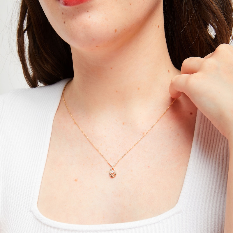 Main Image 3 of Love Entwined Diamond Necklace 1/5 ct tw Round-cut 10K Yellow Gold 18"