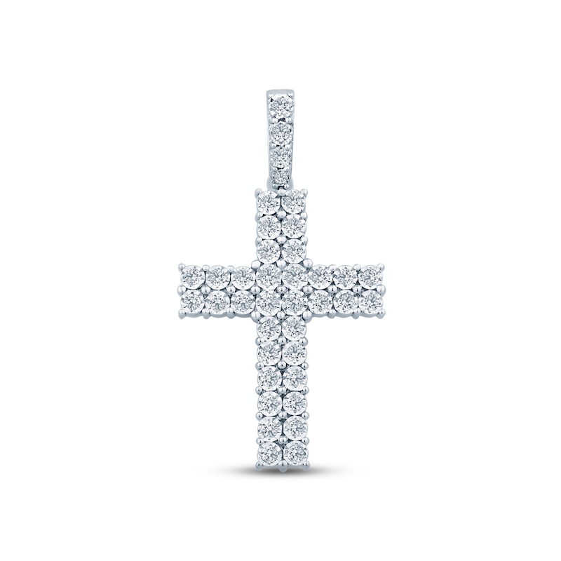 Main Image 1 of Men's Diamond Cross Charm 1 ct tw Round-cut 10K White Gold