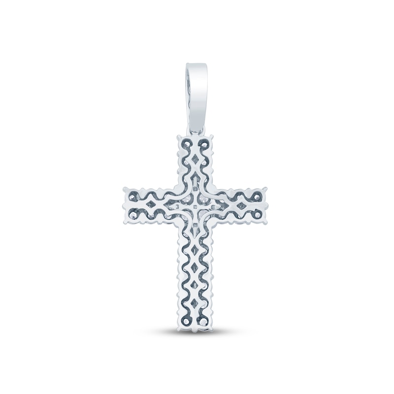 Main Image 3 of Men's Diamond Cross Charm 1 ct tw Round-cut 10K White Gold