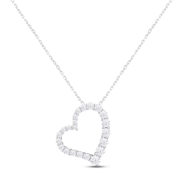 Lab-Created Diamonds by KAY Heart Necklace 1 ct tw Round-cut 14K White Gold 18&quot;
