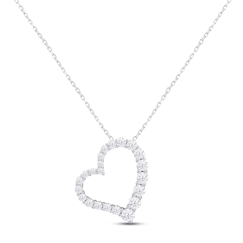 Lab-Created Diamonds by KAY Heart Necklace 1 ct tw Round-cut 14K White Gold 18"