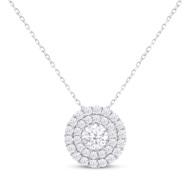 Main Image 1 of KAY Lab-Grown Diamonds Necklace 1 ct tw Round-cut 14K White Gold 18"