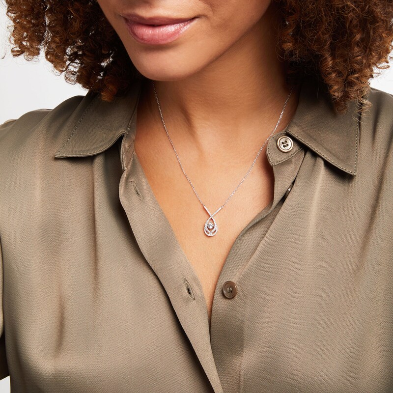 Main Image 4 of Love Entwined Diamond Necklace 1/2 ct tw Round-cut 10K White Gold 18"