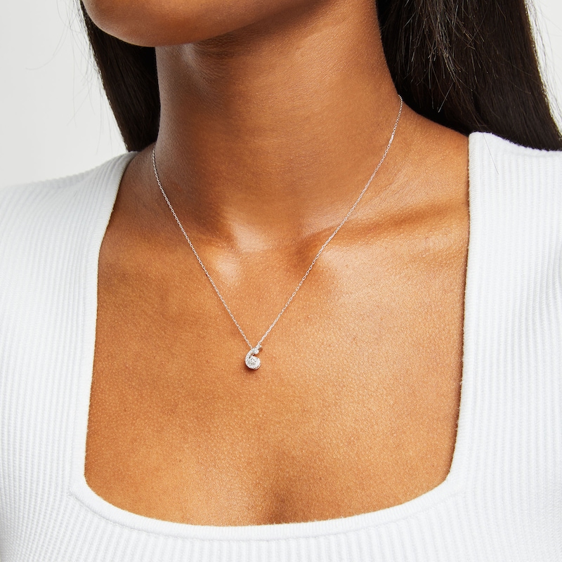 Main Image 2 of Purest Love Diamond Necklace 1/5 ct tw Round-cut 10K White Gold 18"