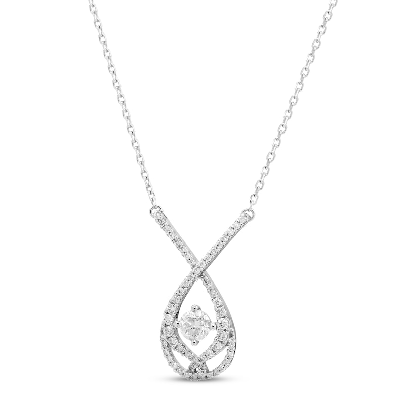 Main Image 2 of Love Entwined Diamond Necklace 1/5 ct tw Round-cut Sterling Silver 18"