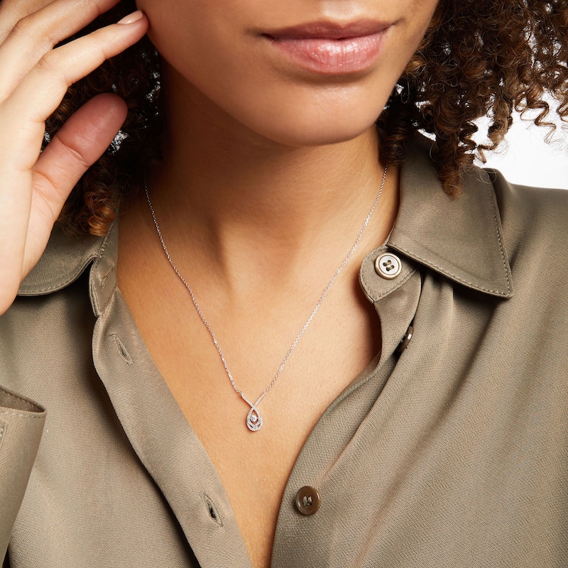 Main Image 4 of Love Entwined Diamond Necklace 1/5 ct tw Round-cut Sterling Silver 18"