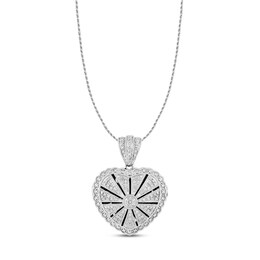 Diamond Heart Necklace 1/4 ct tw Round-cut Sterling Silver 20&quot;