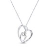 Thumbnail Image 3 of Mother & Child Heart Diamond  Necklace 1/10 ct tw Round-cut Sterling Silver & 10K Yellow Gold
