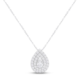 Lab-Created Diamonds by KAY Teardrop Necklace 1 ct tw Round-cut 14K White Gold 18&quot;