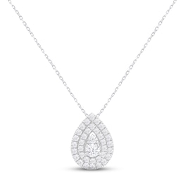 KAY Lab-Grown Diamonds Teardrop Necklace 1 ct tw Round-cut 14K White Gold 18"