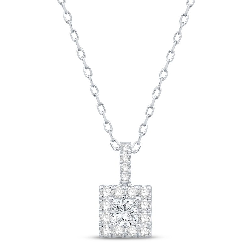 Main Image 1 of Diamond Necklace 1/2 ct tw Princess & Round-cut 10K White Gold 18"