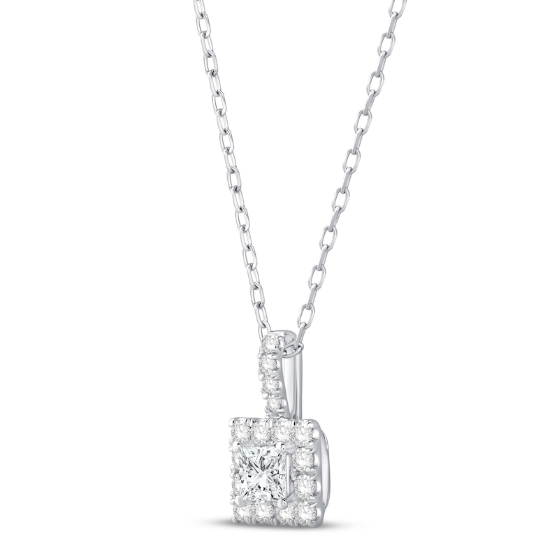 Main Image 2 of Diamond Necklace 1/2 ct tw Princess & Round-cut 10K White Gold 18"
