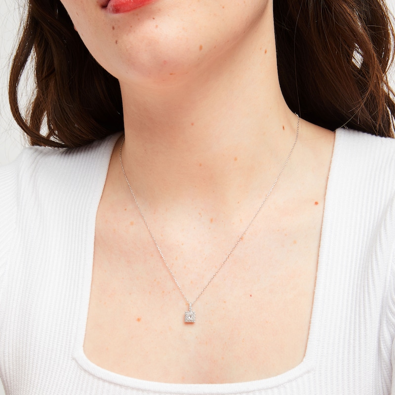Main Image 6 of Diamond Necklace 1/2 ct tw Princess & Round-cut 10K White Gold 18"