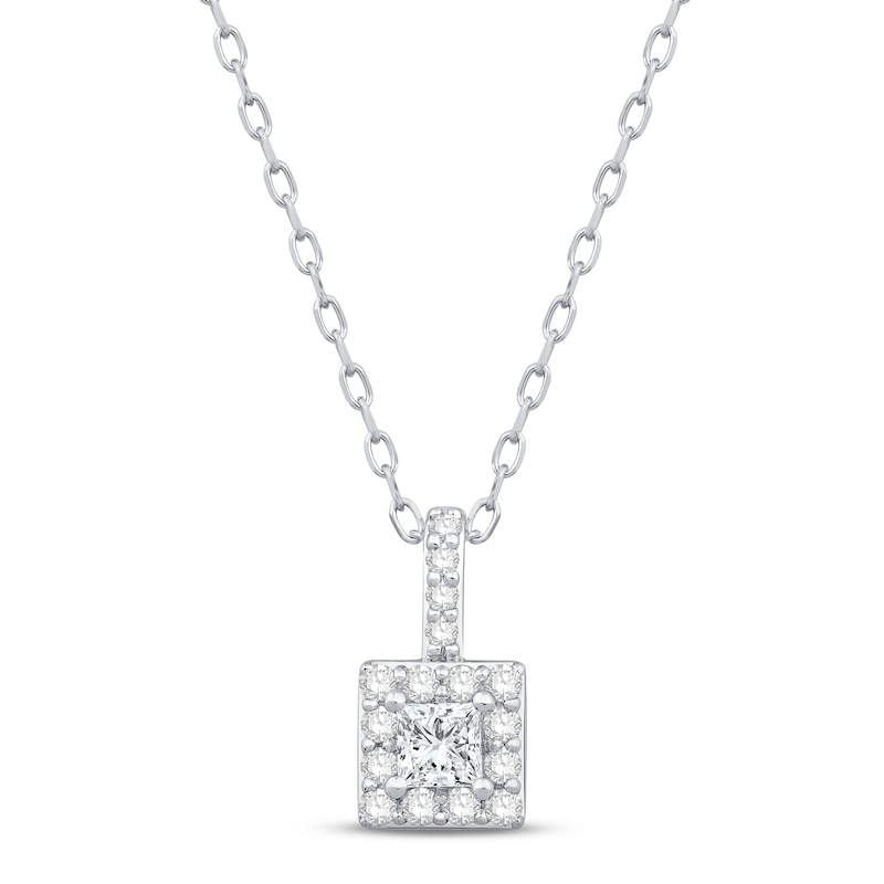 Main Image 1 of Diamond Necklace 1/4 ct tw Princess & Round-cut 10K White Gold 18"