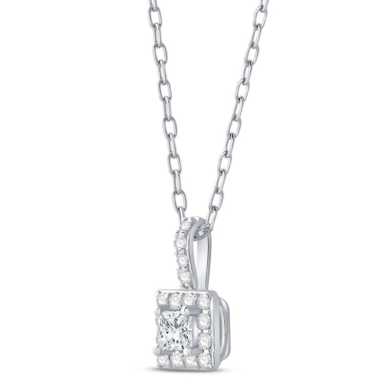 Main Image 2 of Diamond Necklace 1/4 ct tw Princess & Round-cut 10K White Gold 18"