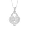 Thumbnail Image 1 of Diamond Heart Lock Necklace 1/8 ct tw Round-cut Sterling Silver 18"