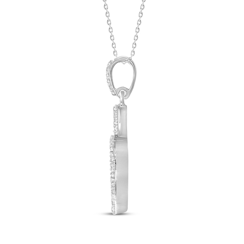 Main Image 3 of Diamond Heart Lock Necklace 1/8 ct tw Round-cut Sterling Silver 18"