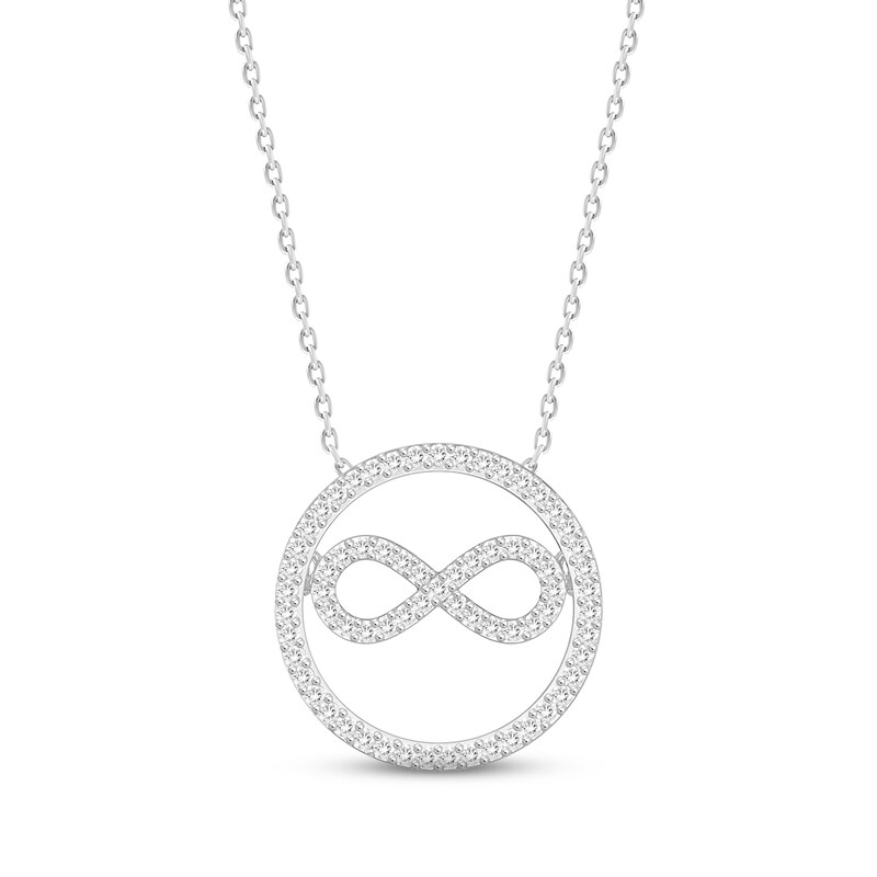 Main Image 1 of Diamond Infinity Circle Necklace 1/6 ct tw Round-cut Sterling Silver 18"