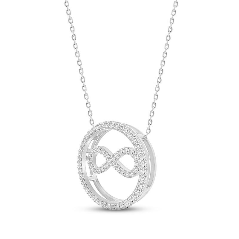 Main Image 2 of Diamond Infinity Circle Necklace 1/6 ct tw Round-cut Sterling Silver 18"