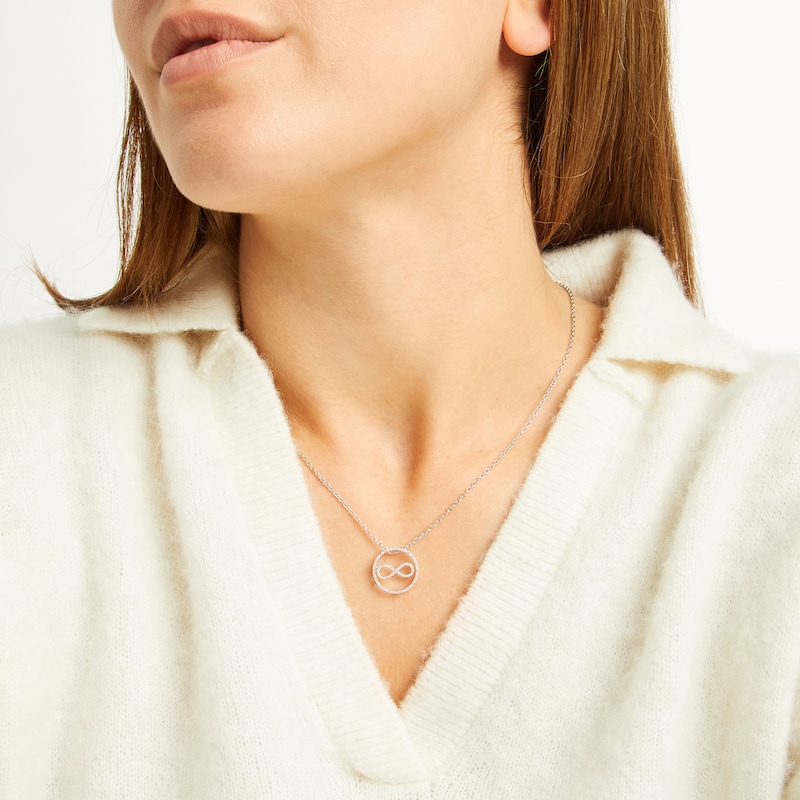 Main Image 6 of Diamond Infinity Circle Necklace 1/6 ct tw Round-cut Sterling Silver 18"