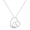 Thumbnail Image 1 of Diamond Double Heart Necklace 1/10 ct tw Round-cut Sterling Silver 19"