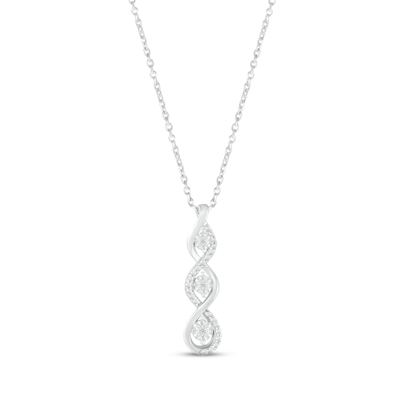 Main Image 1 of Diamond-Accent Three-Stone Swirl Necklace Sterling Silver 18"