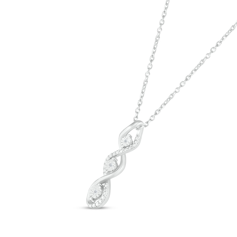 Main Image 2 of Diamond-Accent Three-Stone Swirl Necklace Sterling Silver 18"