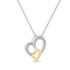 Thumbnail Image 1 of Diamond Double Heart Necklace 1/8 ct tw Round-cut Sterling Silver & 10K Yellow Gold 18"