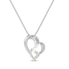 Thumbnail Image 2 of Diamond Double Heart Necklace 1/8 ct tw Round-cut Sterling Silver & 10K Yellow Gold 18"