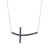 Thumbnail Image 1 of Black Diamond Sideways Cross Necklace 1/10 ct tw Round-cut Sterling Silver 18"