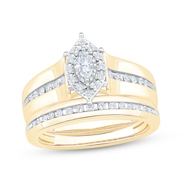 Adore Marquise-Cut Diamond Halo Bridal Set 1/2 ct tw 10K Yellow Gold