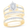 Thumbnail Image 1 of Adore His & Hers Marquise-Cut Diamond Three-Piece Bridal Set 1/4 ct tw 10K Yellow Gold
