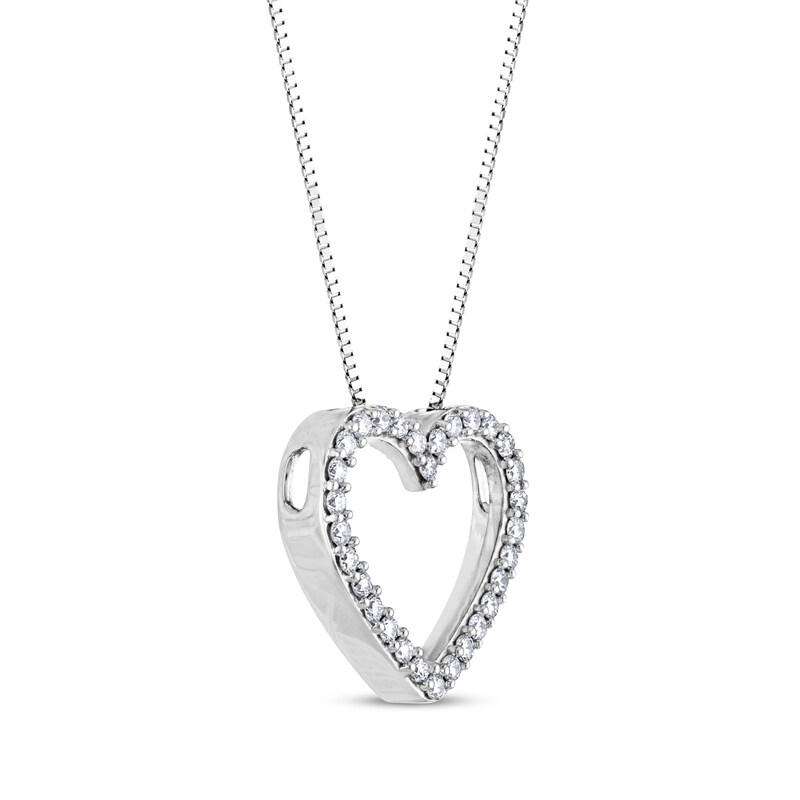 Diamond Heart Outline Necklace 1/2 ct tw 14K White Gold 18"