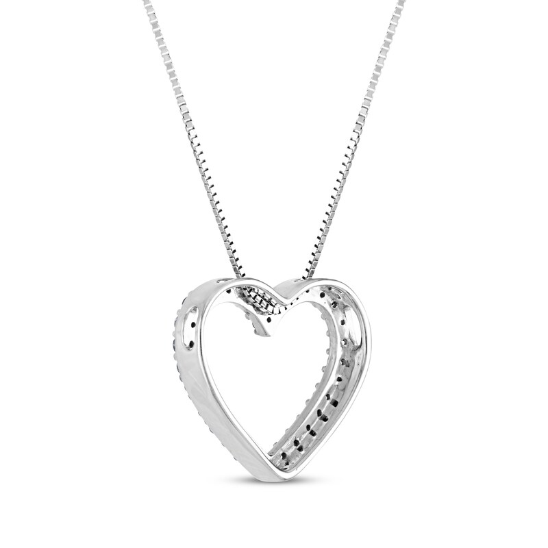Diamond Heart Outline Necklace 1/2 ct tw 14K White Gold 18"