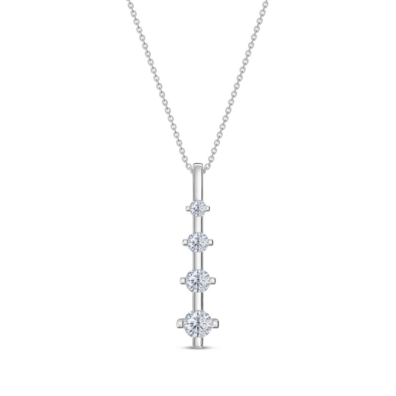 Diamond Graduated Four-Stone Vertical Bar Necklace 1/3 ct tw 14K White Gold 18"
