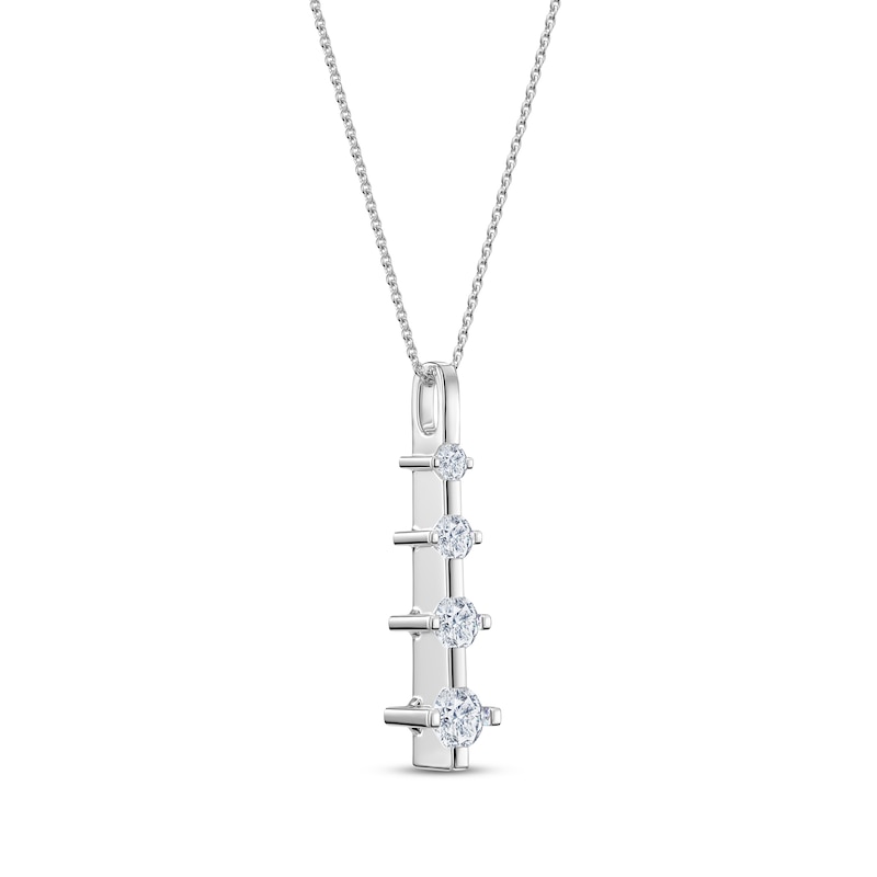 Diamond Graduated Four-Stone Vertical Bar Necklace 1/3 ct tw 14K White Gold 18"
