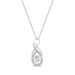 Diamond Twist Infinity Necklace Sterling Silver 18&quot;