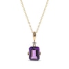 Thumbnail Image 1 of Emerald-Cut Amethyst & Diamond Necklace 10K Yellow Gold 18”