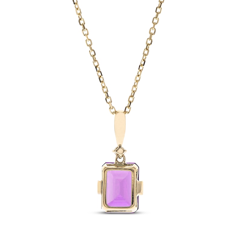 Main Image 2 of Emerald-Cut Amethyst & Diamond Necklace 10K Yellow Gold 18”