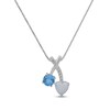 Thumbnail Image 1 of Heart-Shaped Lab-Created Opal, Round-Cut Swiss Blue Topaz & White Lab-Created Sapphire Necklace Sterling Silver 18"