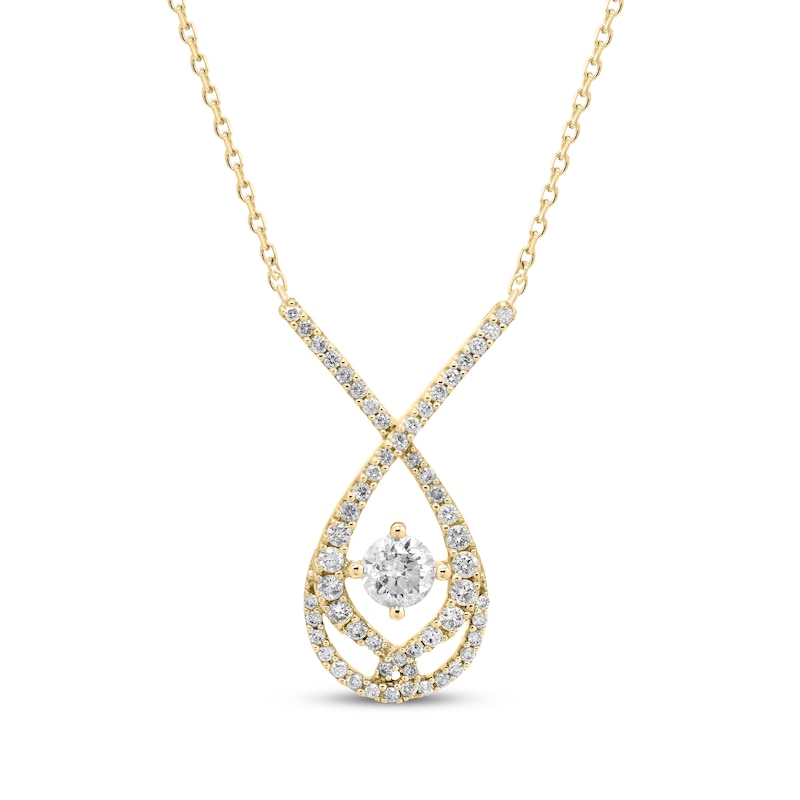 Main Image 1 of Love Entwined Round-Cut Diamond Necklace 1 ct tw 10K Yellow Gold 18"