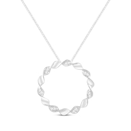 Round-Cut Diamond Circle Necklace 1/20 ct tw Sterling Silver 19“