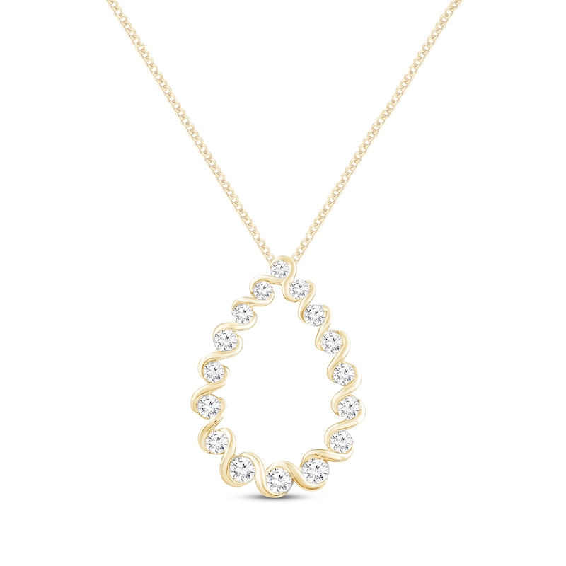 Round-Cut Diamond Teardrop Necklace 1/5 ct tw 10K Yellow Gold 19“