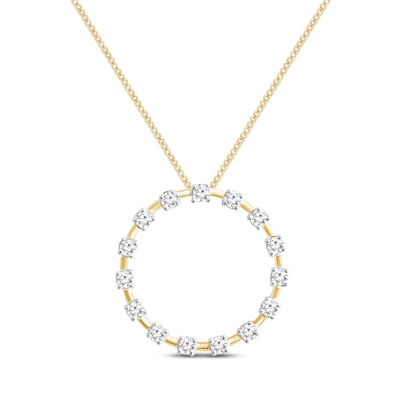 Main Image 1 of Round-Cut Diamond Circle Station Necklace 1/3 ct tw 10K Yellow Gold 19“
