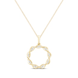 Round-Cut Diamond Twist Circle Necklace 1/10 ct tw 10K Yellow Gold 19“