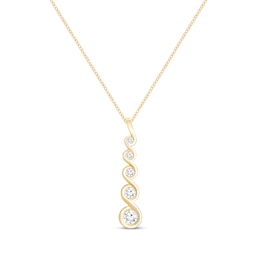 Round-Cut Diamond Graduated Drop Necklace 1/6 ct tw 10K Yellow Gold 19“