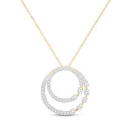 Round-Cut Diamond Double-Circle Necklace 1/3 ct tw 10K Yellow Gold 19“